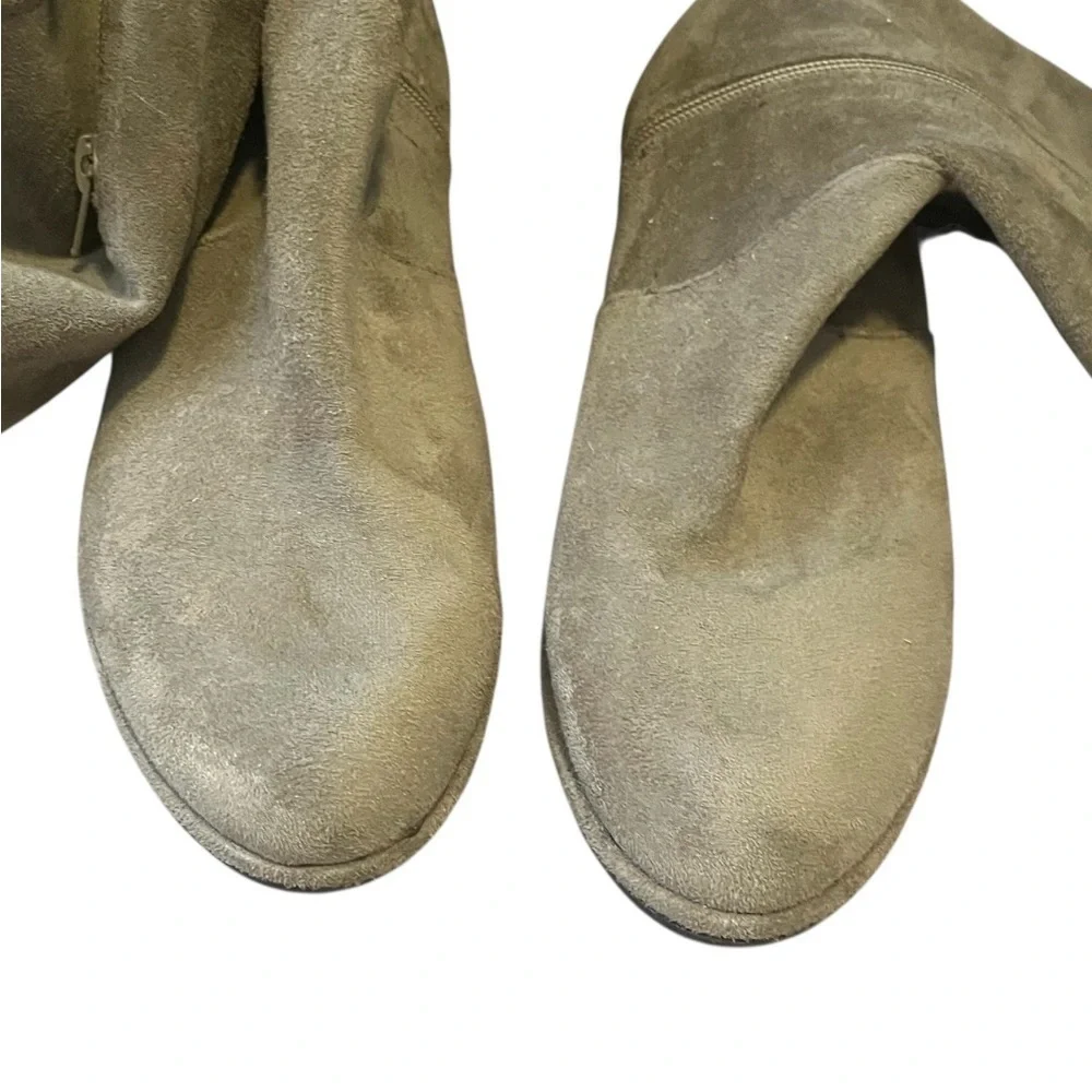Jacobies over knee high taupe tan suede boots 8.5 inner zip synthetic lining - Picture 6 of 16